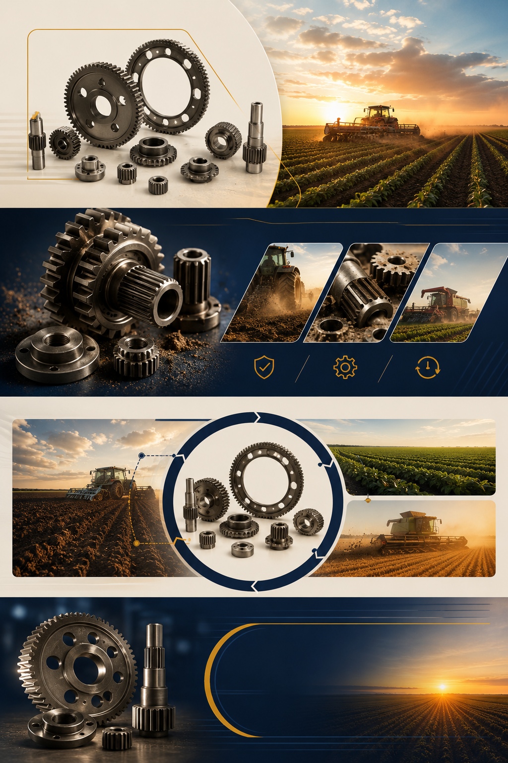 Agrimix parts shown across agricultural work scenes